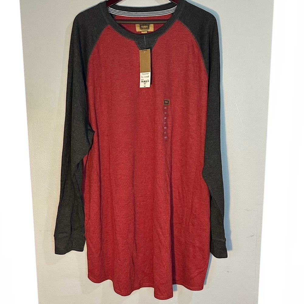 The Foundry Supply Co. Men's Red Body with Charcoal Raglan Long-Sleeve Tee